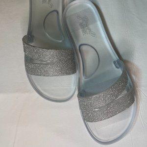 Badgley Mischka Butterfly Silver Glitter Sandal